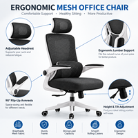 Chaise de bureau ergonomique en maille, directement de l'usine, pour bureau à domicile, appui-tête réglable 125 °   Chaise en maille avec fonction inclinable