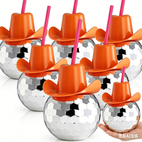 Vaso de vaquero con efecto bola de discoteca, electrochapado, degradado, luminoso, para despedidas de soltera, bodas, celebraciones, recepciones y reuniones, accesorios novedosos para bebidas