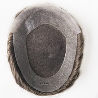 Pas cher Vente en gros Personnalisé Blanc Gris Indien Naturel Délié Système de Remplacement de Cheveux Humains Postiche Vieil Hommes Toupet Perruque