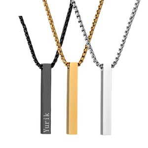 Collier avec pendentif vierge en acier inoxydable 304, plaqué or 18 carats PVD, étanche, gravure laser personnalisée de nom ou logo, bijoux personnalisés - Product Image 3