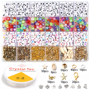 Jibaizhao - Cuentas Redondas de Acrílico de Colores Mezclados, Diseño ToZ, Hilo de Cristal para Hacer Joyas, Pulseras y Collares - Product Image 4