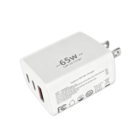 Pengisi Daya Ponsel 3-Port Pengisian Cepat GaN 65W Port Tipe-C USB PD3.0 Pengisi Daya Dinding Pengisian Cepat untuk Laptop/iPhone/iPad Ponsel