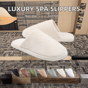 Chaussons de luxe personnalisés avec logo pour spa, hôtel, voyage, lavables, antidérapants, en coton, pour hiver, été, printemps - Product Image 2