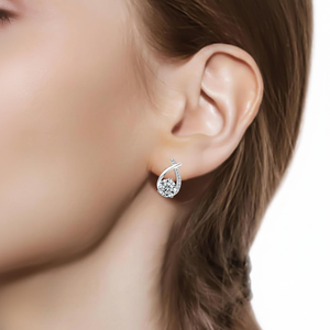 Boucles d'oreilles Clarity Round Cut Lab Créé Boucles d'oreilles en diamant Boucles d'oreilles en argent sterling plaqué or blanc 18 carats Minimalist Mermaid - Product Image 1