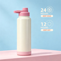Bouteille d'eau isotherme en acier inoxydable de 40 oz à impression personnalisée, gourde de voyage réutilisable avec couvercle anti-fuite et sans BPA pour usage quotidien