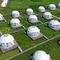 Dôme géodésique de luxe pour glamping en plein air, tente dôme en PVC avec toilettes et salle de bain