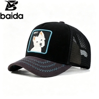 Gorra Trucker de Lona y Malla para Primavera/Verano, Estilo Playa, con Logotipo de Jirafa Bordado en el Panel Frontal, Ajustable, para Ciclismo y Actividades al Aire Libre