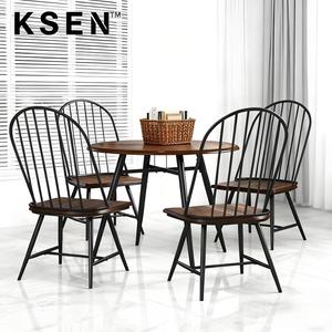 Mesa <span class=keywords><strong>de</strong></span> <span class=keywords><strong>comedor</strong></span> redonda <span class=keywords><strong>de</strong></span> <span class=keywords><strong>madera</strong></span> con juego <span class=keywords><strong>de</strong></span> <span class=keywords><strong>sillas</strong></span> <span class=keywords><strong>de</strong></span> lujo negro sal para <span class=keywords><strong>4</strong></span> para restaurante, hotel o sala <span class=keywords><strong>de</strong></span> estar TC0129 - Product Image 1