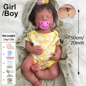 دمى سيليكون ناعمة واقعية بحجم 20 بوصة بمستوى الفنانين للبيع بالجملة، دمية طفل نائم بشعر مزروع، تصميم باسكال للبنات/الأولاد، لعبة ناعمة - Product Image 5