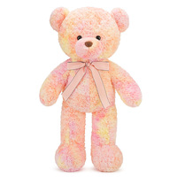 Peluche géante ours en maille tie-dye colorée super douce, adorable poupée pour cadeau de Saint-Valentin, oreiller en peluche pour lit