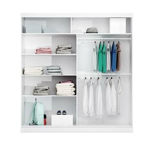 Espejo de dormitorio moderno con puerta <span class=keywords><strong>corredera</strong></span>, <span class=keywords><strong>armario</strong></span> con 3 LEDs opcionales, color blanco en 5 tamaños - Product Image 4