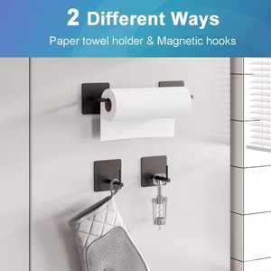 Portarotolo Magnetico a Doppio Livello in Acciaio Inossidabile con Ganci Robusti/Scaffale per Cucina, Piani di Lavoro, Armadi, Grill, Garage - Product Image 5