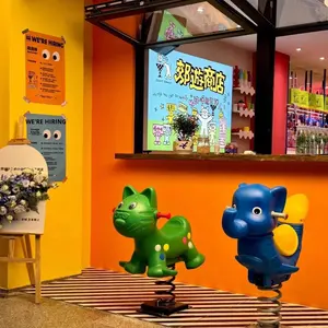 Cavallo a dondolo in plastica per esterni, a forma di animale da fattoria, singolo, stile cartone animato, per asili e parchi comunitari - Product Image 2