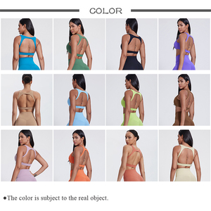 Ropa de Fitness personalizada Naked Feel para mujer, Sujetador deportivo con cuello en U a prueba de golpes, Top corto, espalda bonita, sujetador de entrenamiento de Yoga transpirable para chica - Product Image 3