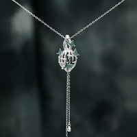 Collier Lariat papillon gourde cassée 925 argent Sterling réglable conception creuse bijoux fins pour femmes