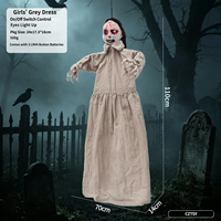 Décoration d'Halloween : Petite jupe grise suspendue, fantôme électrique effrayant pour fête, maison hantée, aménagement de scène