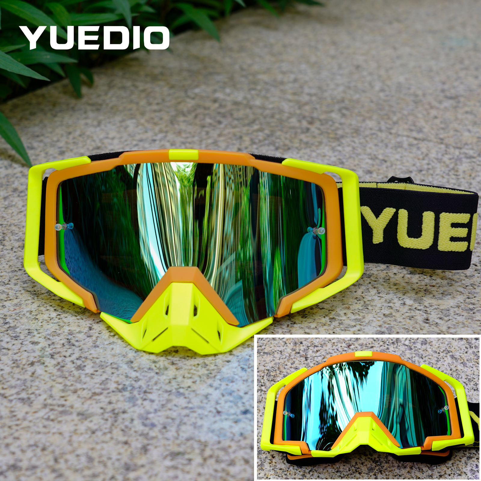 Marco amarillo anaranjado/lente del oro