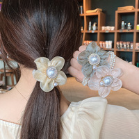 Coréen Tempérament Doux Organza Fleur Cheveux Accessoires Fée Tempérament Cheveux Accessoires Fleur Perle Cheveux Corde pour Filles