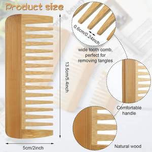 Juego de Peines de Bambú Ecológicos con Dientes Anchos y Logotipo Personalizado para Uso Doméstico - Product Image 2