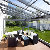 Pavillon en verre mobile extensible pour usage résidentiel extérieur, installation facile, toit coulissant rétractable, maison en verre, isolation thermique