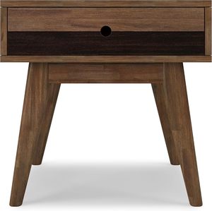 Natural Acacia Wood Mid-Century Modern Nightstand Tapered Legs <strong>Rustic</strong> <strong>Bedside</strong> <strong>Table</strong> for Small Spaces - Product Image 5
