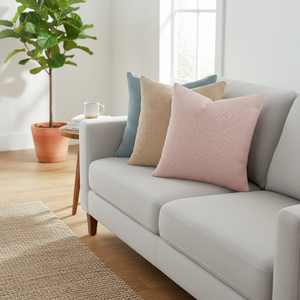 Set di 4 Federe per Cuscini Quadrate in Ciniglia Morbida Boho Verde Chiaro/Rosa 18x18, Copricuscini Testurizzati - Product Image 3