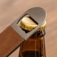 Ouvre-bouteille long en PU gravé au laser personnalisé, double face, durable, pour utilisation en restaurant et en cuisine