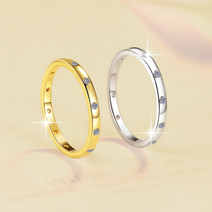 Gioielli Husky Fine moda <span class=keywords><strong>donna</strong></span> semplice S925 argento Sterling GRA VVs1 Moissanite anello impilabile banda <span class=keywords><strong>di</strong></span> donne - Product Image 1