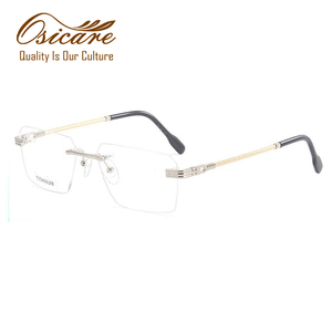 50032 Occhiali da Vista di Lusso Personalizzati con Logo, Montatura Senza Bordi in Titanio per Uomo, Vendita all'Ingrosso - Product Image 5
