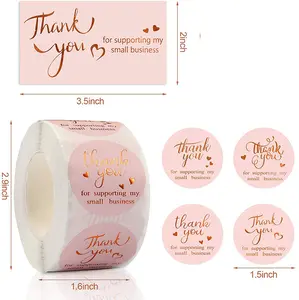 批发定制圆形贴纸圆形标签可爱粉色小企业谢谢贴纸和卡片
