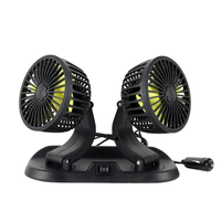 Ventilateur de voiture double tête 12V 24V, 2 vitesses, rotation à 360°, avec prise allume-cigare pour l'été