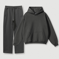Ensemble sweat à capuche et jogging en molleton couleur vive style streetwear 2026, 345 GSM, coupe décontractée unisexe, avec cordon de serrage