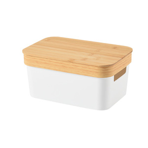 Storage Basket With Bamboo Lid Rectangle Handle For Home Organization - Product Image 5