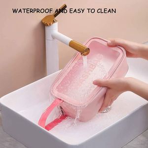 Bolsas de Cosméticos Transparentes de PVC Rosa, Impermeables, para Viaje, Champú, Ropa, Mujeres y Niñas - Product Image 3