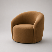 Fauteuil de salon pour hôtel de charme, moderne et minimaliste, fauteuil tubulaire incurvé, canapé en suède rembourré pour hall d'hôtel, bar et projets commerciaux