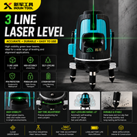 Niveau laser industriel 3D 360° 4D à faisceau vert super lumineux, 5 points, auto-nivelant, 3 m