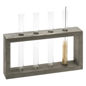 Vaso a Tubo con Supporto in Legno, Vaso in Vetro, Stazione di Propagazione, Vaso a Provetta, Vasi per Fiori per Piante Idroponiche, Ecologico - Product Image 2