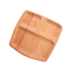 Assiettes carrées en bois à 3 compartiments pour dîner, prix fantastiques, vente en gros - Product Image 1