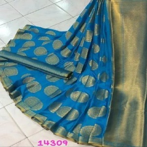 Saree en soie de Banarasi souple de créateur indien avec saree en soie kanjivaram de soie pure indien pour mariage et fête pour femmes - Product Image 4