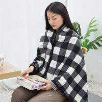 Fleece Wearable Blanket Plaid Lap Blanket Bequemer Poncho Throw mit Knöpfen für Bed Sofa Office
