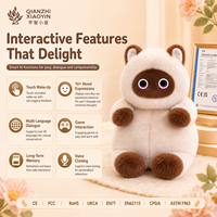Peluche AI Fortune Cat pleine grandeur avec double écran tactile, fonction de reconnaissance de mouvements de queue, alerte de risque, intérêt pour l'extraction minière, ChatGPT, clonage vocal en 40+ langues