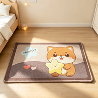Paillasson mignon Shiba Inu antidérapant, absorbant, résistant à l'huile, séchage rapide, en polyester, motif cœur et étoile, pour chambre d'enfant, salle de bain, entrée de maison