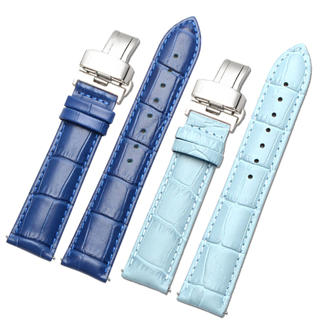 Stainless Steel Deployment Buckle with Push Buttons Replacement Strap Standard Quick Release Leather Watch Bands