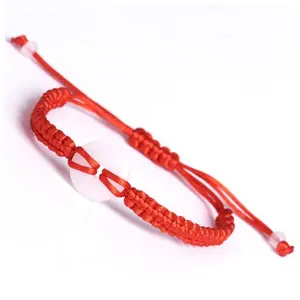 Hand woven Red Rope Bracelet of the Year of Life imitating Hotan Jade Peace Buckle Bracelet Couple Fashion Jewelry Bracelet