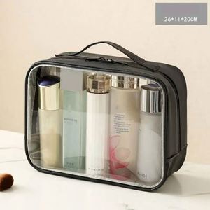 New High-End <b>Transparent</b> PVC Candy Water Resistant Storage <b>Bag</b> Portable Large Travel Case Zipper Soft Handle Women's Cosmetic - Product Image 4