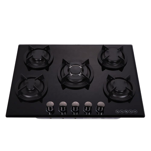 Euro Style Gas Saving 5 Burner Built in Stove 70cm Tempered Glass Built in Gas Hob Built in Gas Cooker Cooktop