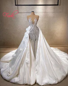FUDA C270 luxe nouveau haut de gamme femmes avec diamant robe de pansement fête blanc longue Maxi strass robe de soirée
