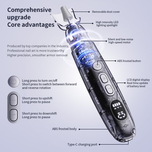 Perceuse à ongles électrique sans fil, kit de lime à ongles portable pour ongles en acrylique et en gel, kit de manucure portable pour la maison, pour manucure et pédicure - Product Image 4