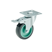 Roda Putar 3 Inci Tugas Ringan dengan Rem, Roda Caster Tanpa Poros TPR untuk Troli Furnitur