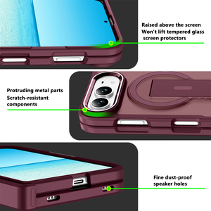 Funda Magnética Doble para iPhone OEM/ODM con Soporte Invisible para Escritorio, Marco Metálico para Lente de Cámara y Cubierta Antigolpes de TPU+PC - Product Image 3